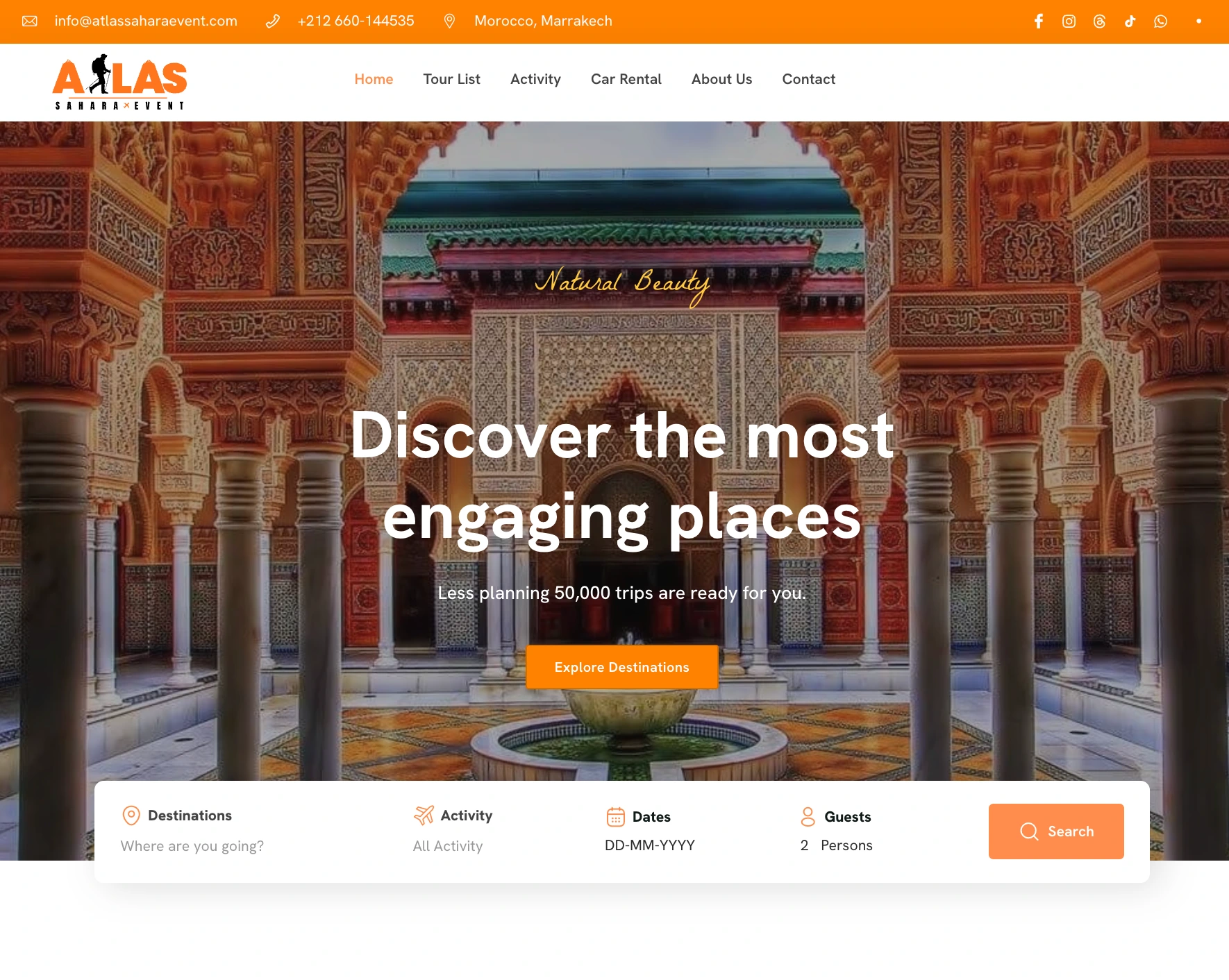 website atlas sahara event by leader ad screenshot