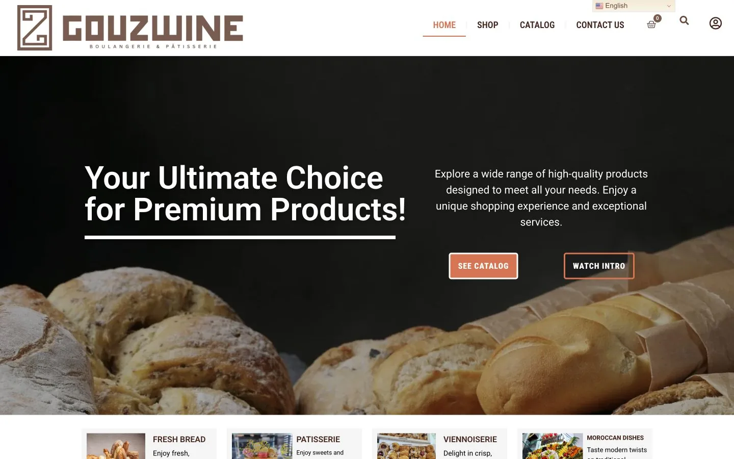 Gouzwine bakery and patisserie e-commerce website
